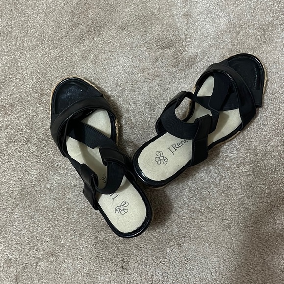 J Renee Crisscrossed Black Wedge Sz 8.5 Espadrilles Casual - Picture 2 of 5
